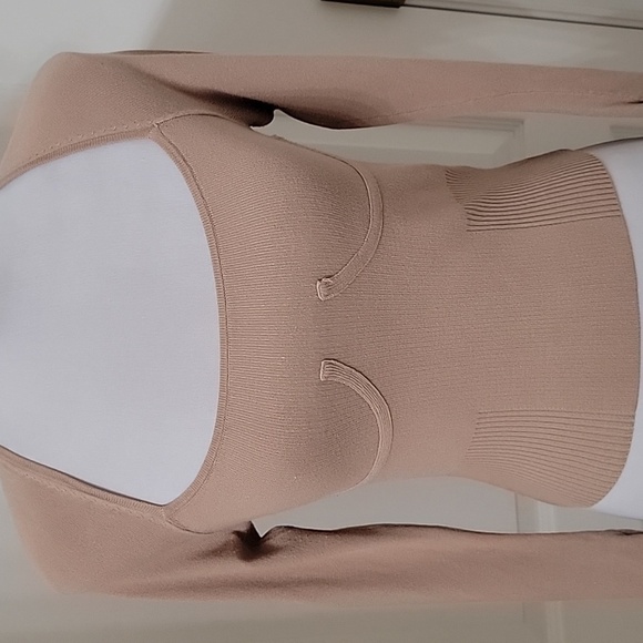 ASOS Size 0 Camel Colored Knit Ribbed Corset-ish Top, Long Sleeve Exc. Used Cond - Picture 2 of 12